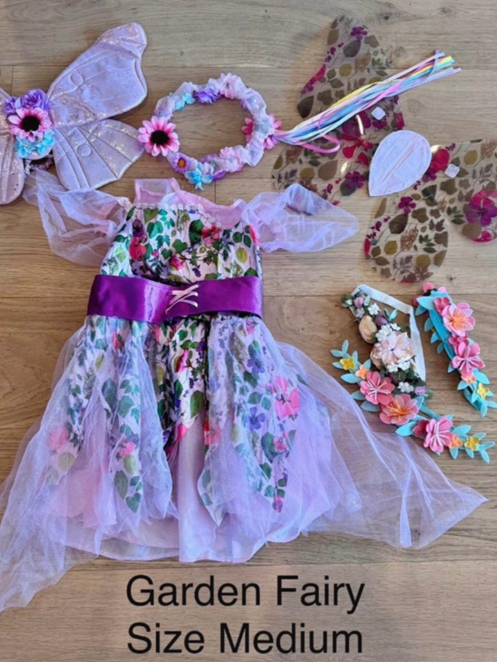 Garden Fairy Costume Dress Set for Kids - Purple Floral